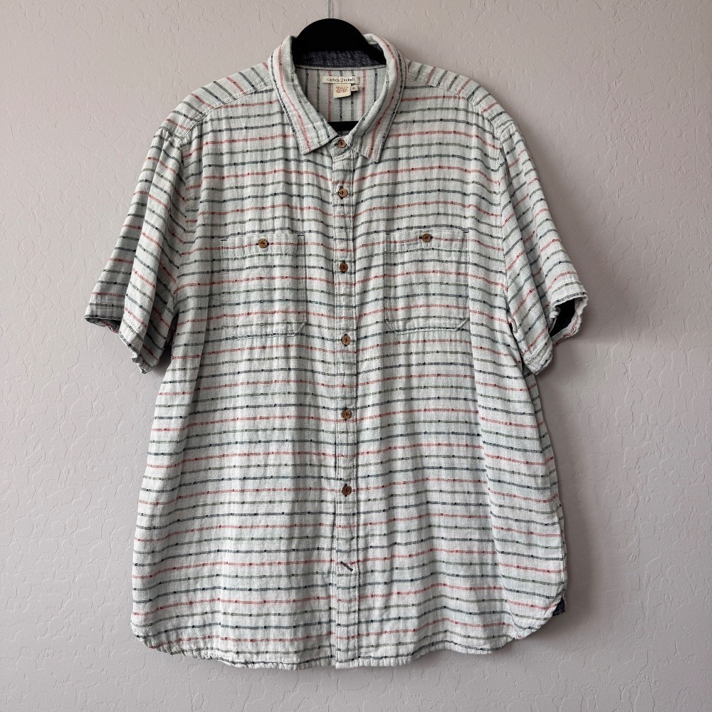 Carbon 2 Cobalt Striped Shirt Short Sleeve Button Up Casual‎ XL